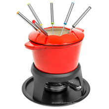 Best Choice Products Cast Iron Enamel Fondue Set with 6 Forks
